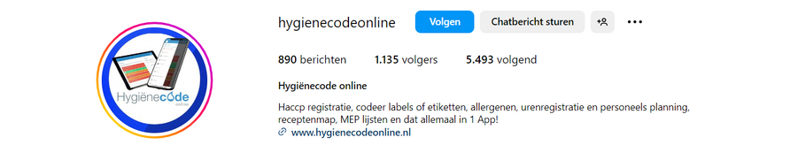 Instagram hoofdpagina Hygiënecode online
